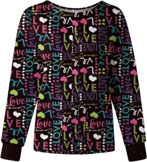 Scrubs Jacket for Women Plus Size Snap Front Warm Up Nurse Doctor Work Uniforms Butterfly Print Scrub Tops with Pockets
