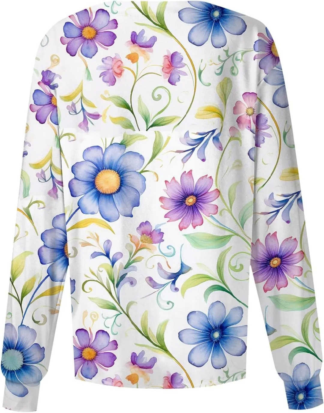 Scrubs Jacket for Women Plus Size Snap Front Warm Up Nurse Doctor Work Uniforms Butterfly Print Scrub Tops with Pockets