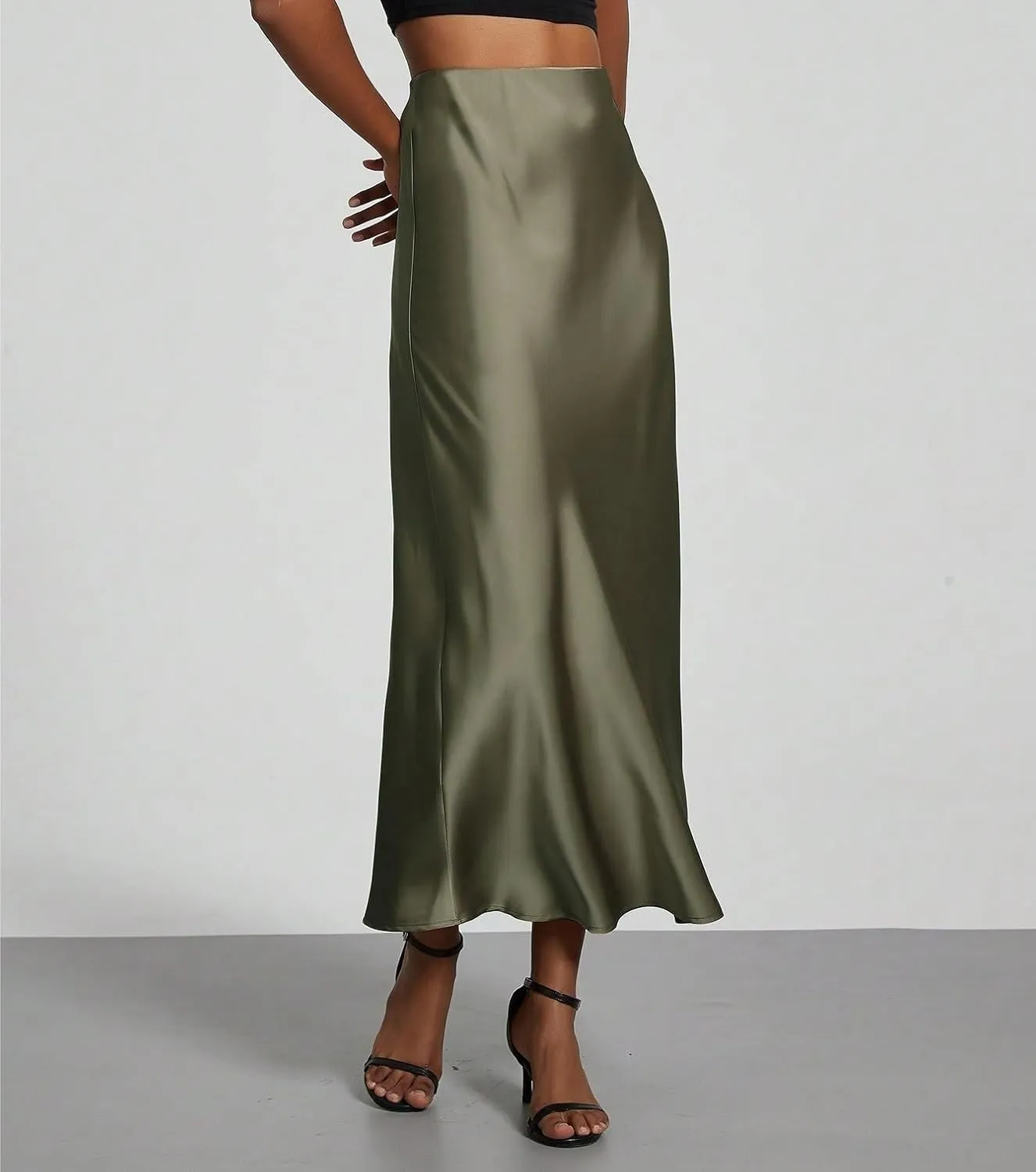 Summer Spring Womens Skirts Women's Casual Stretch Satin Satin Maxi Skirt