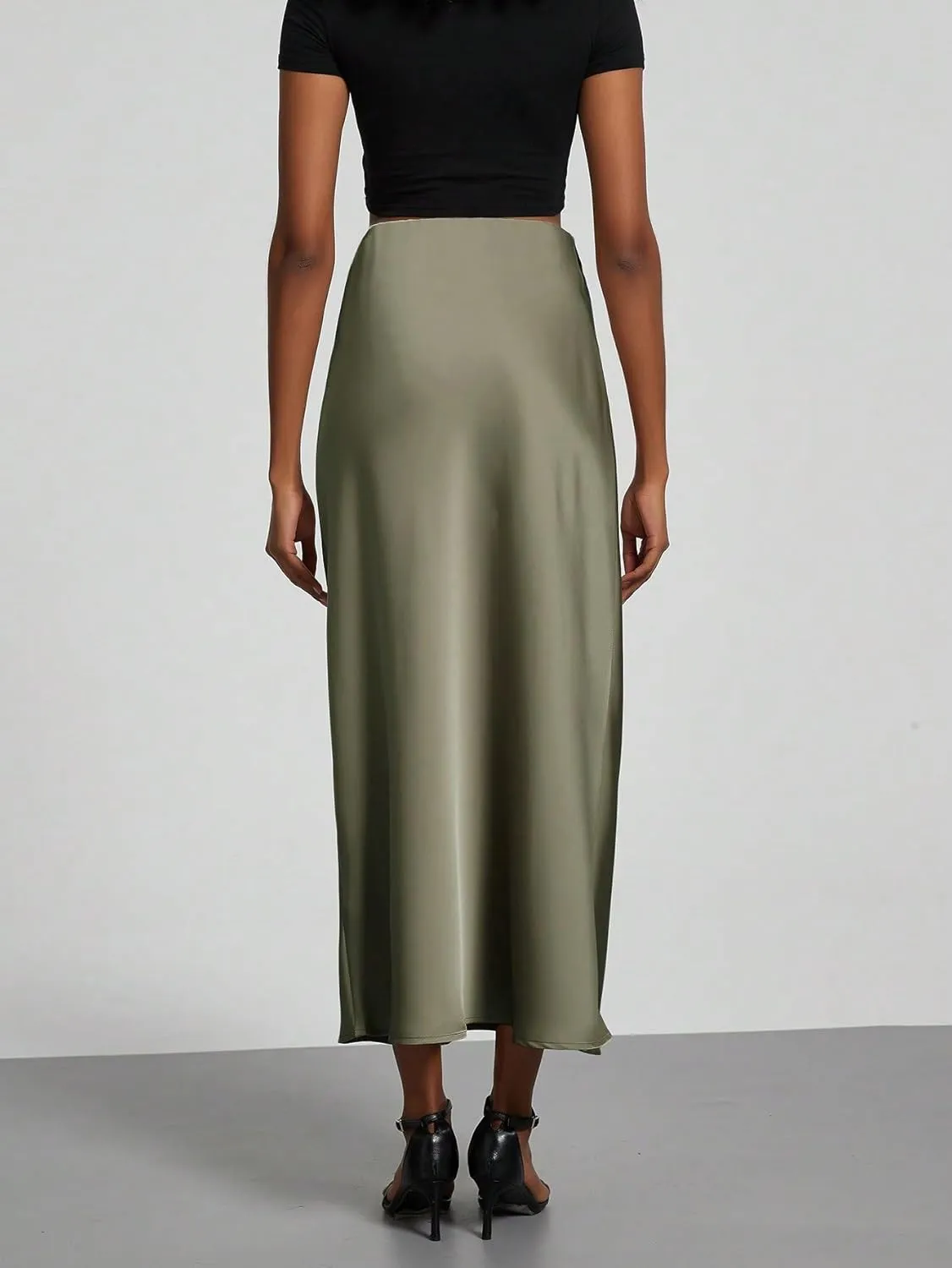 Summer Spring Womens Skirts Women's Casual Stretch Satin Satin Maxi Skirt