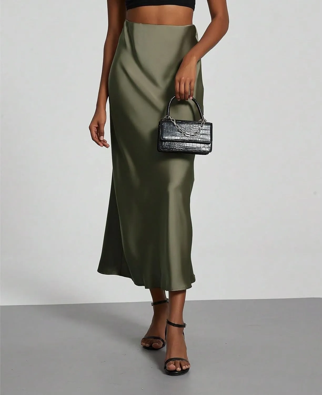 Summer Spring Womens Skirts Women's Casual Stretch Satin Satin Maxi Skirt