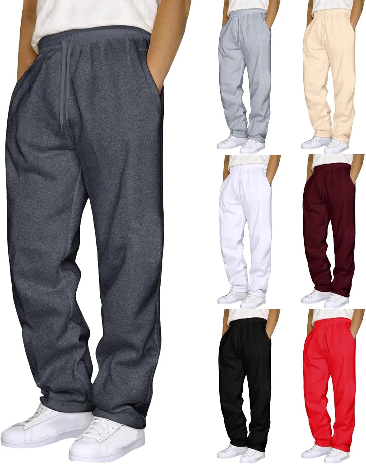 Sweatpants for Men Loose Fit Mens Sweatpant Jogger Athletic Pants Loose Drawstring Trousers Pants with Pockets