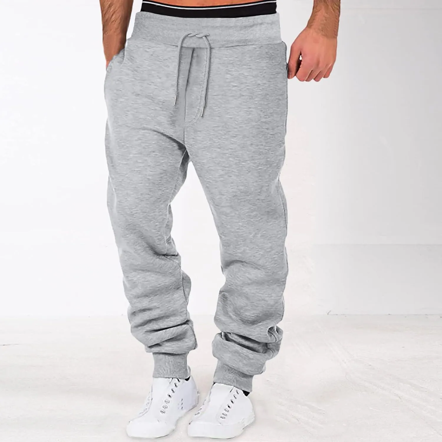 Sweatpants for Men Waist Solid Color Pocket Trousers Loose Sports Trousers Sweat Pants Workout Pants Cargo