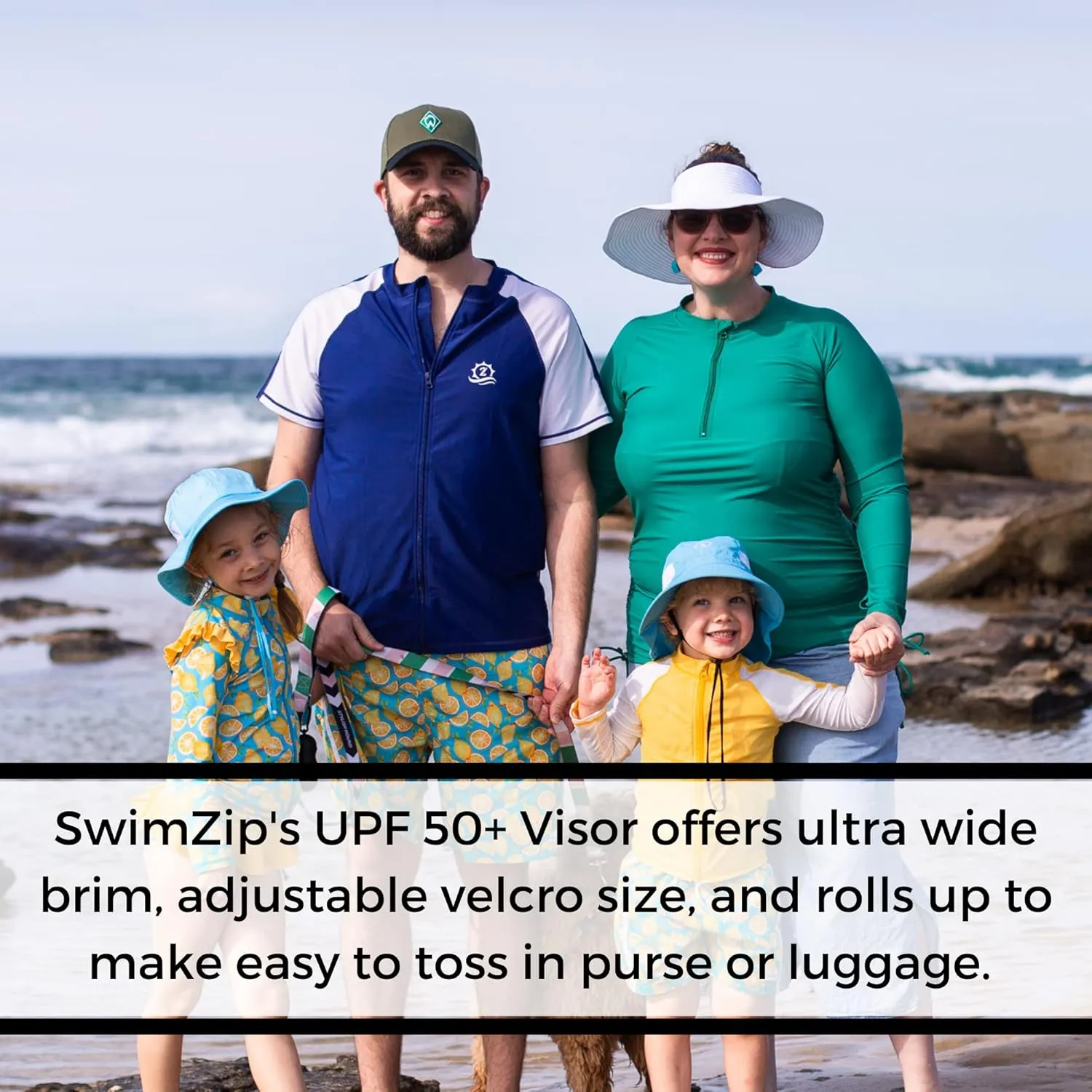 SwimZip Women's Wide Brim Sun Visor - UPF 50  Sun Protection