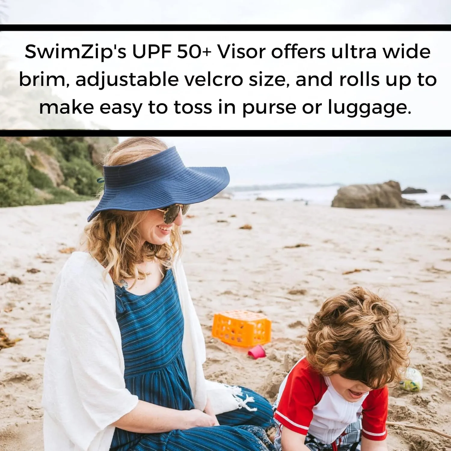 SwimZip Women's Wide Brim Sun Visor - UPF 50  Sun Protection