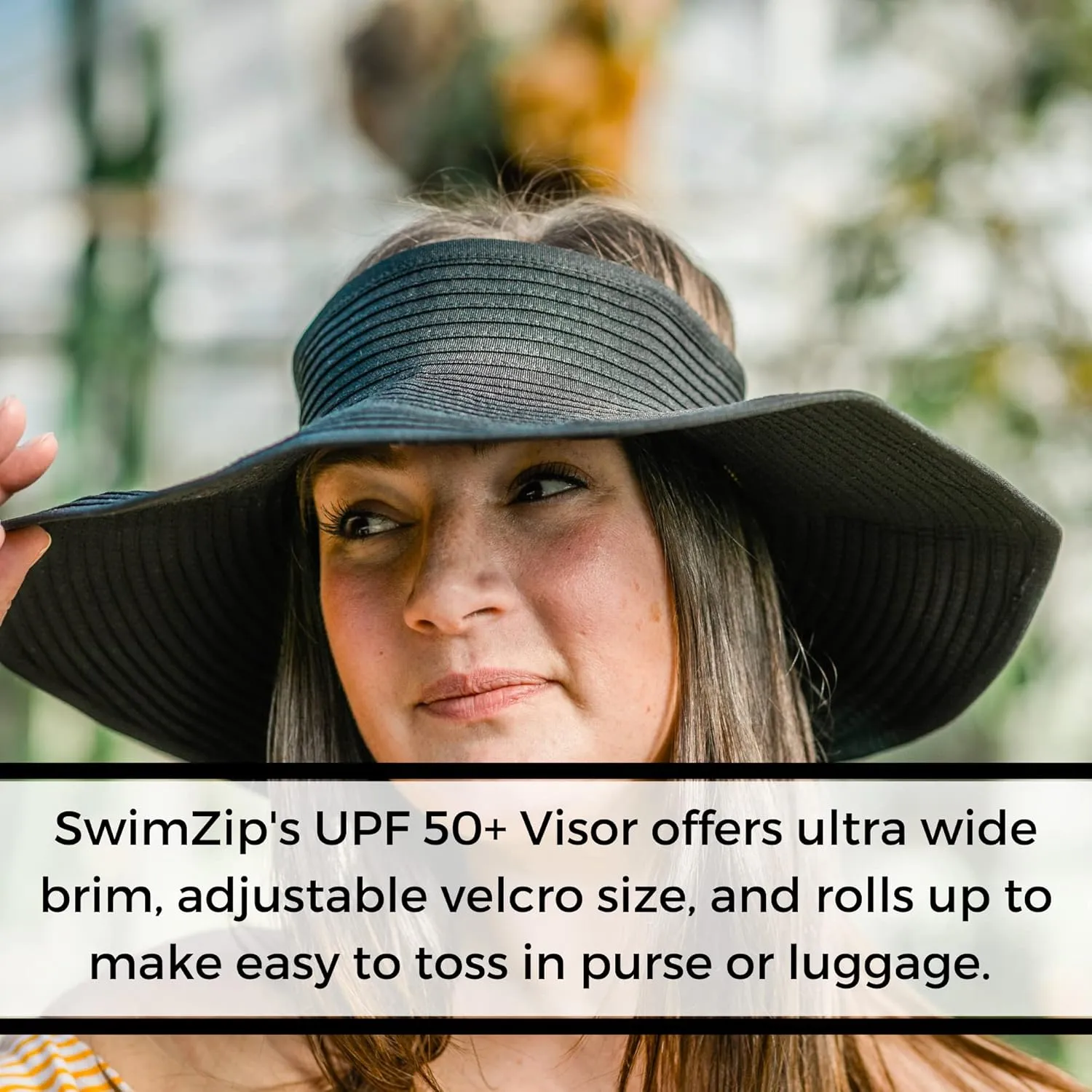 SwimZip Women's Wide Brim Sun Visor - UPF 50  Sun Protection