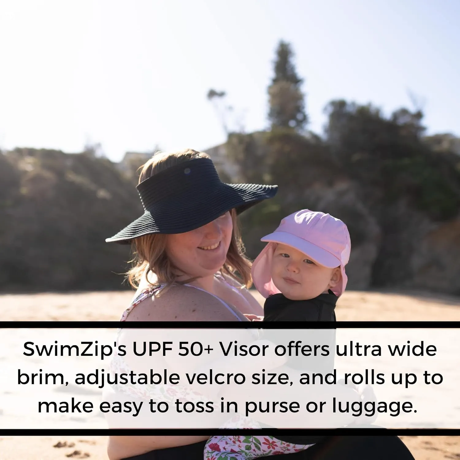 SwimZip Women's Wide Brim Sun Visor - UPF 50  Sun Protection