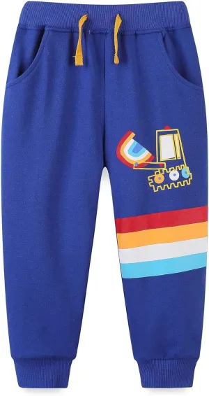 Toddler Boys Cotton Rainbow Print Active Jogger Pants Kids with Elastic Drawstring Sweatpants Casual Bottoms