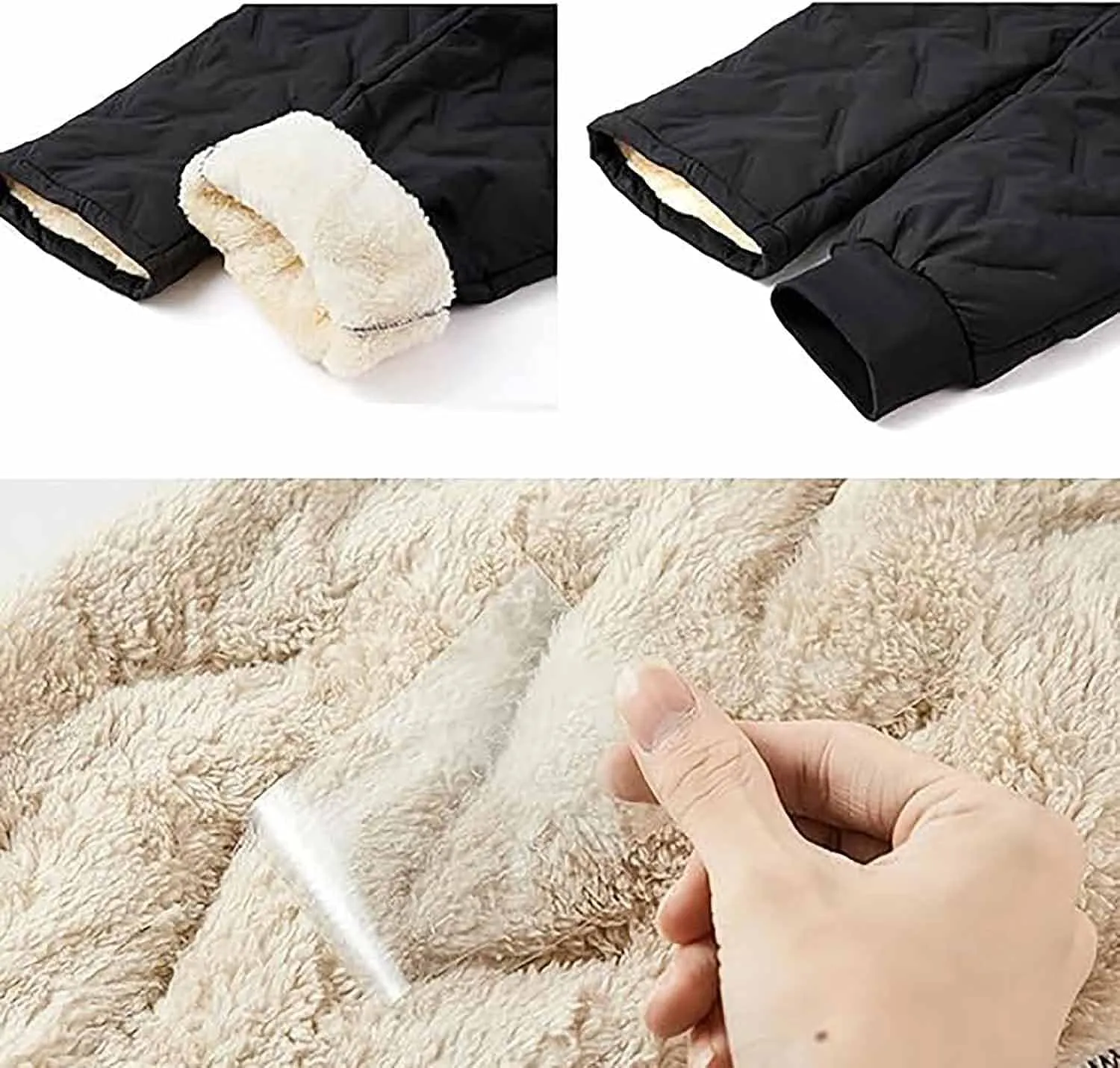 Unisex Lambswool Fleece-Lined Joggers, Men's Winter Fleece Sherpa Lined Sweatpants with Drawstring Running Jogger Pants