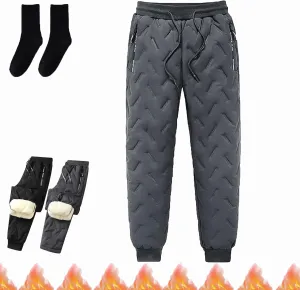 Unisex Lambswool Fleece-Lined Joggers, Unisex Fleece Jogging Bottoms, Warm Thick Jogger Pants Water Resistant