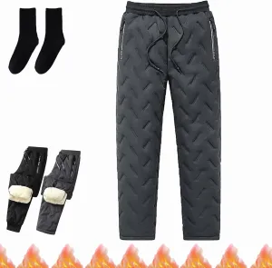 Unisex Lambswool Fleece-Lined Joggers, Unisex Fleece Jogging Bottoms, Warm Thick Jogger Pants Water Resistant