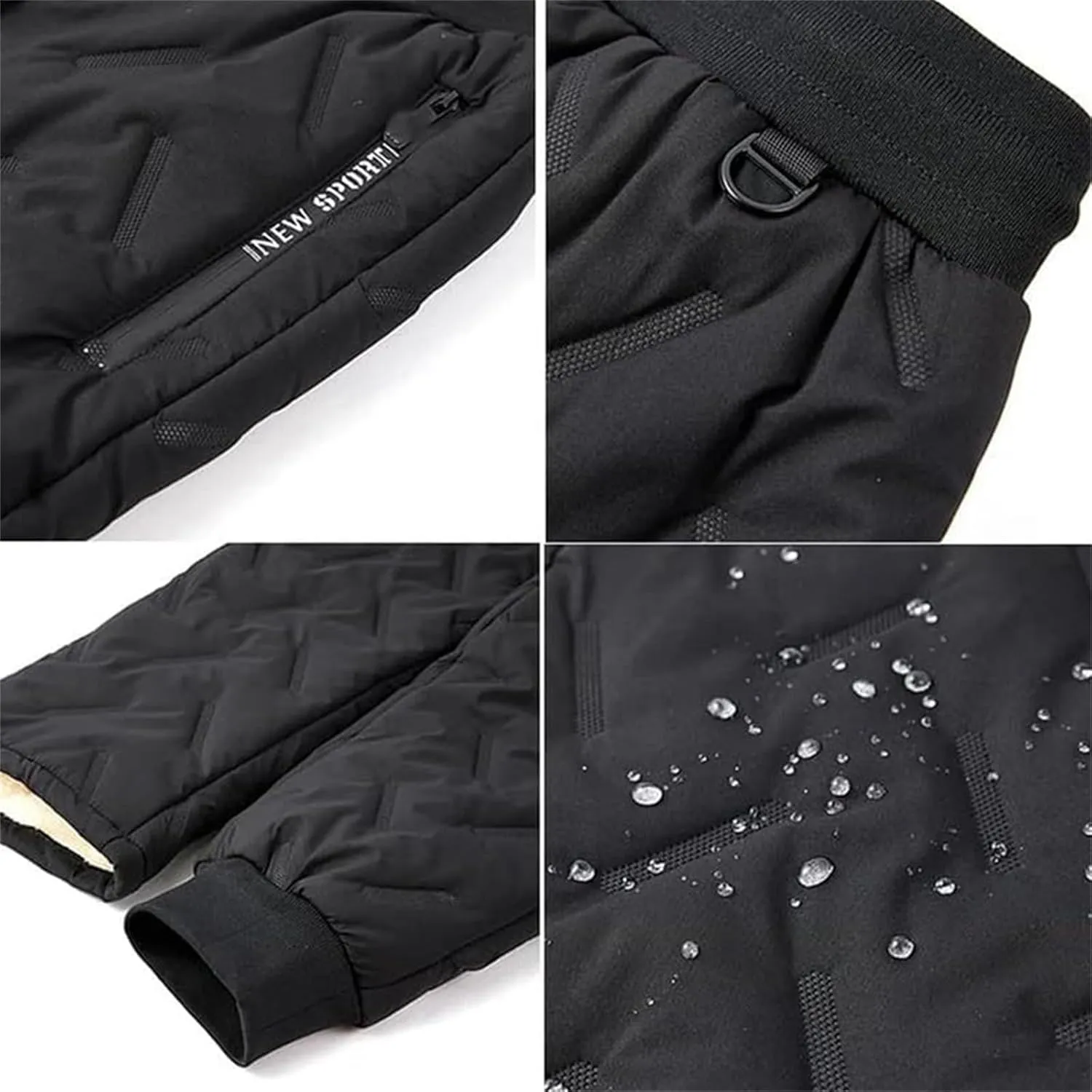 Unisex Lambswool Fleece-Lined Joggers, Unisex Fleece Jogging Bottoms, Warm Thick Jogger Pants Water Resistant