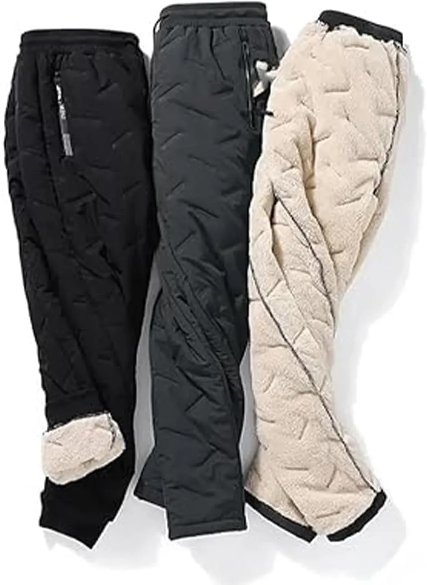 Unisex Lambswool Fleece-Lined Joggers, Winter Lambswool Fleece Bottoms Fleece Pants, Warm Thick Jogger Pants