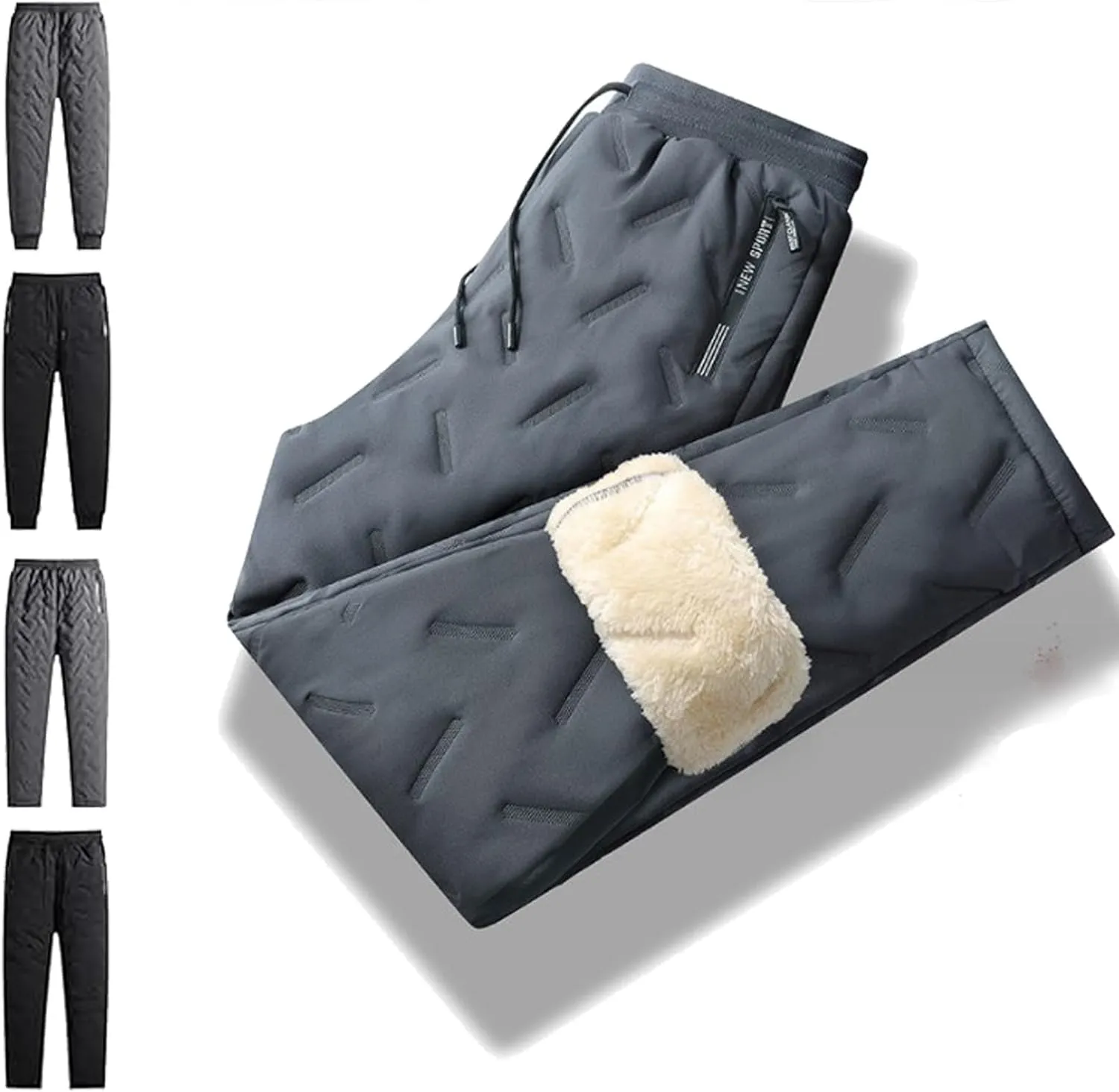 Unisex Lambswool Fleece-Lined Joggers,Unisex Fleece Jogging Bottoms,Winter Warm Fuzzy Leggings,Waterproof