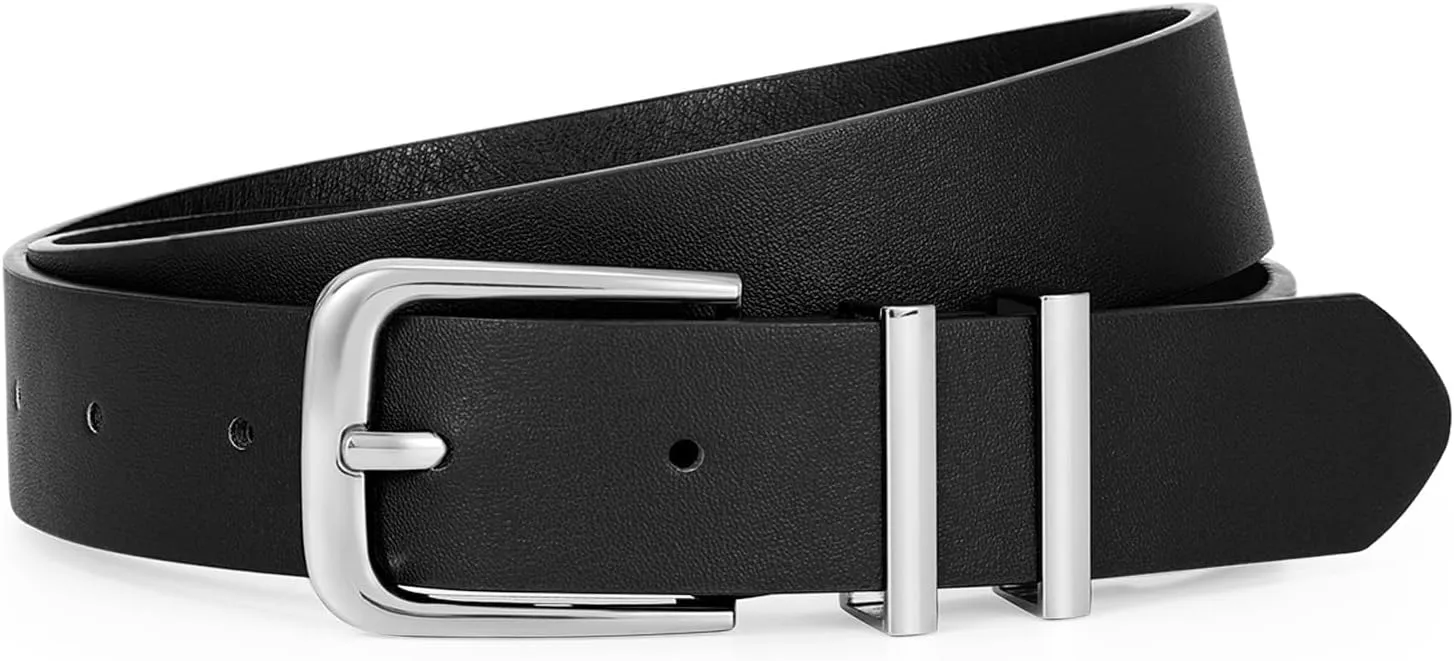 VONMELLI Women's Soft Faux Leather Belt for Jeans Pants Dress Fashion Ladies Waist Belt with Gold/Silvery Buckle
