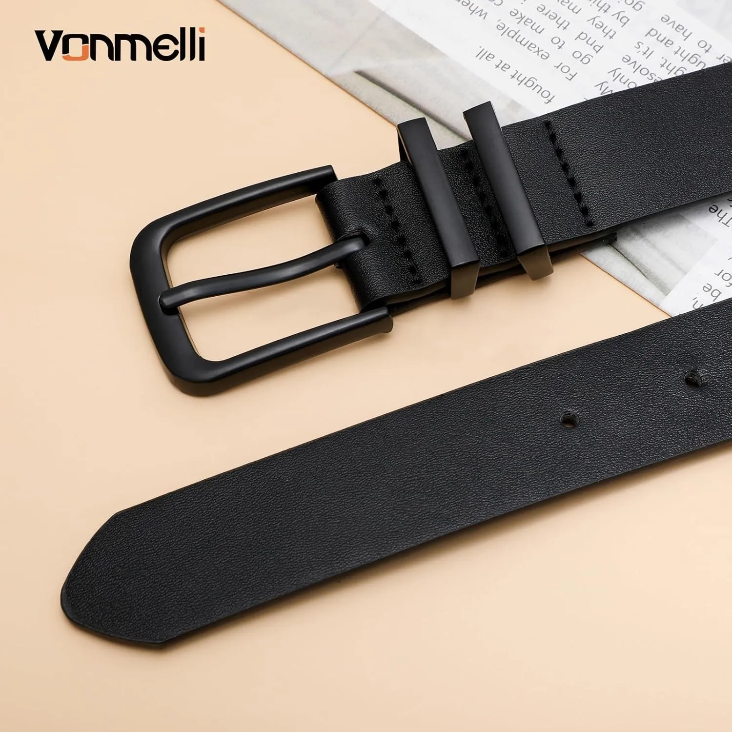 VONMELLI Women's Soft Faux Leather Belt for Jeans Pants Dress Fashion Ladies Waist Belt with Gold/Silvery Buckle
