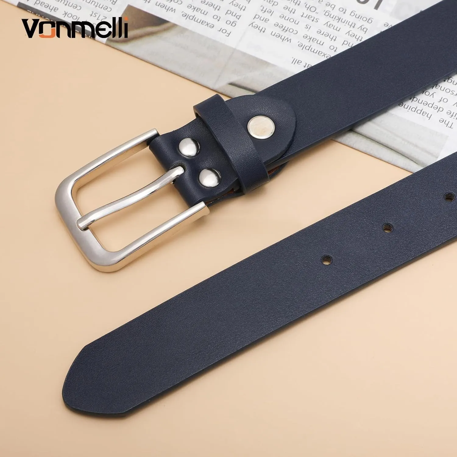 VONMELLI Women's Soft Faux Leather Belt for Jeans Pants Dress Fashion Ladies Waist Belt with Gold/Silvery Buckle