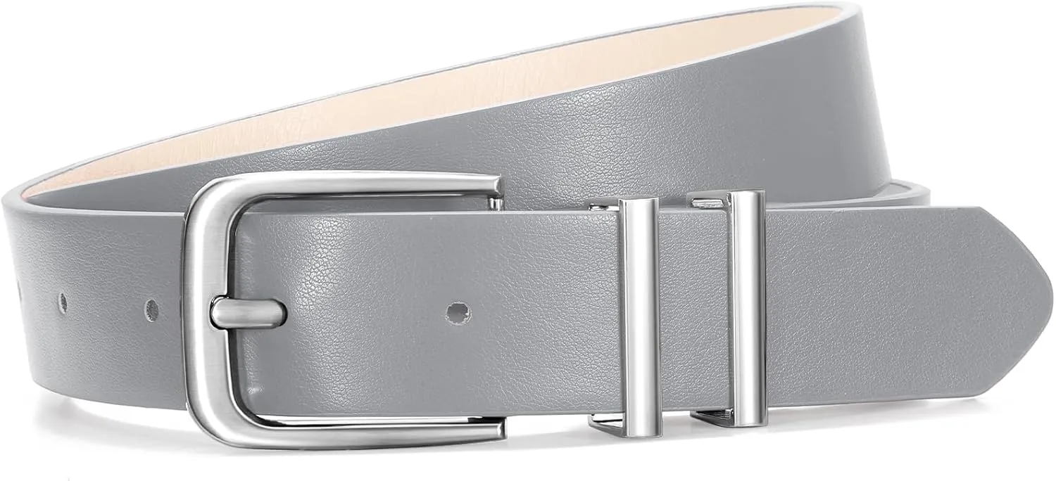 VONMELLI Women's Soft Faux Leather Belt for Jeans Pants Dress Fashion Ladies Waist Belt with Gold/Silvery Buckle