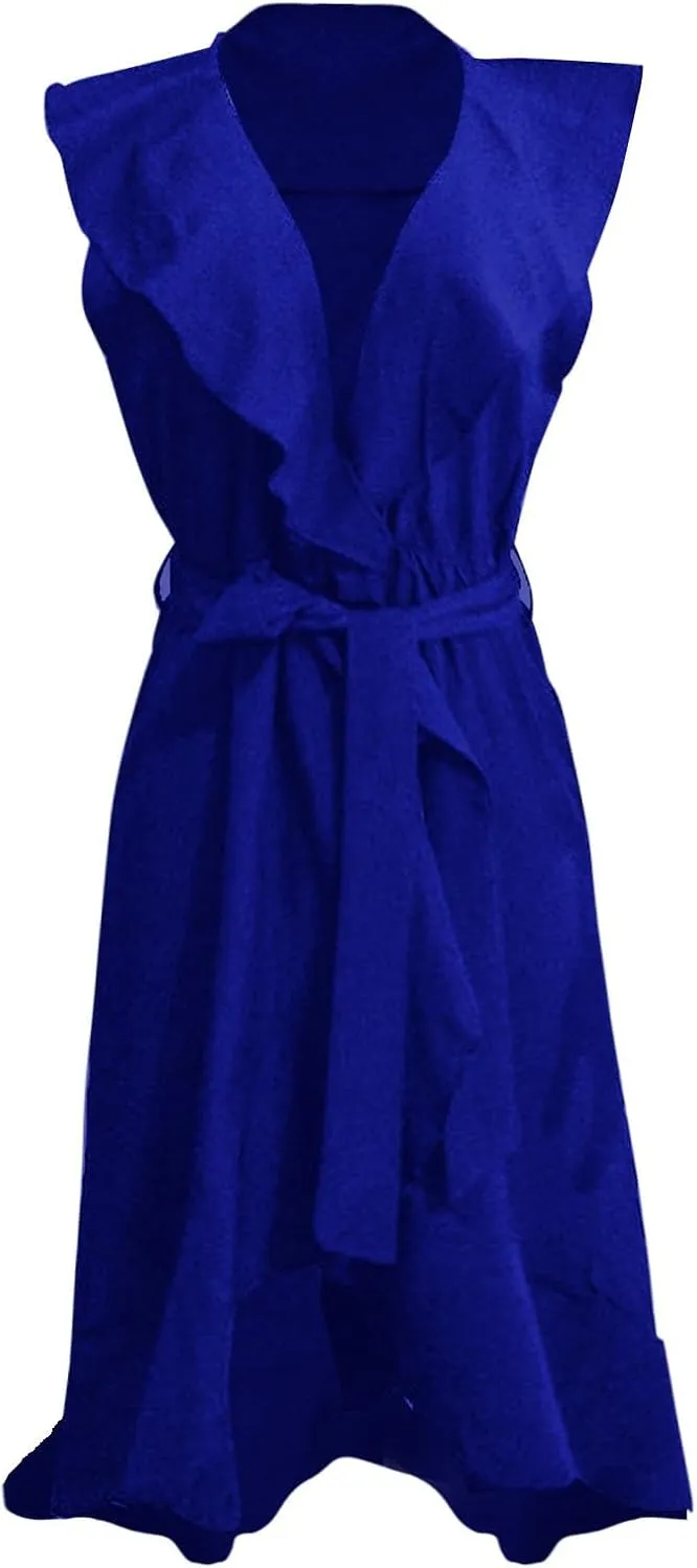 Wedding Guest Dresses for Women 2025 Gowns Evening Party Cocktail Dress Long Split Elegant V Neck Wrap Ruffle Guest Dresses