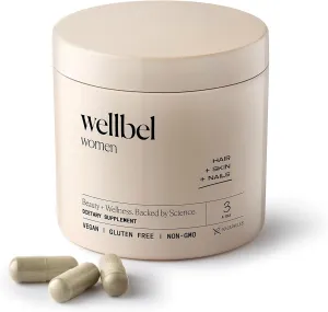 WELLBEL Women Clean Supplement for Hair, Skin, and Nails, Vegan, Gluten Free and Non GMO 90 Count