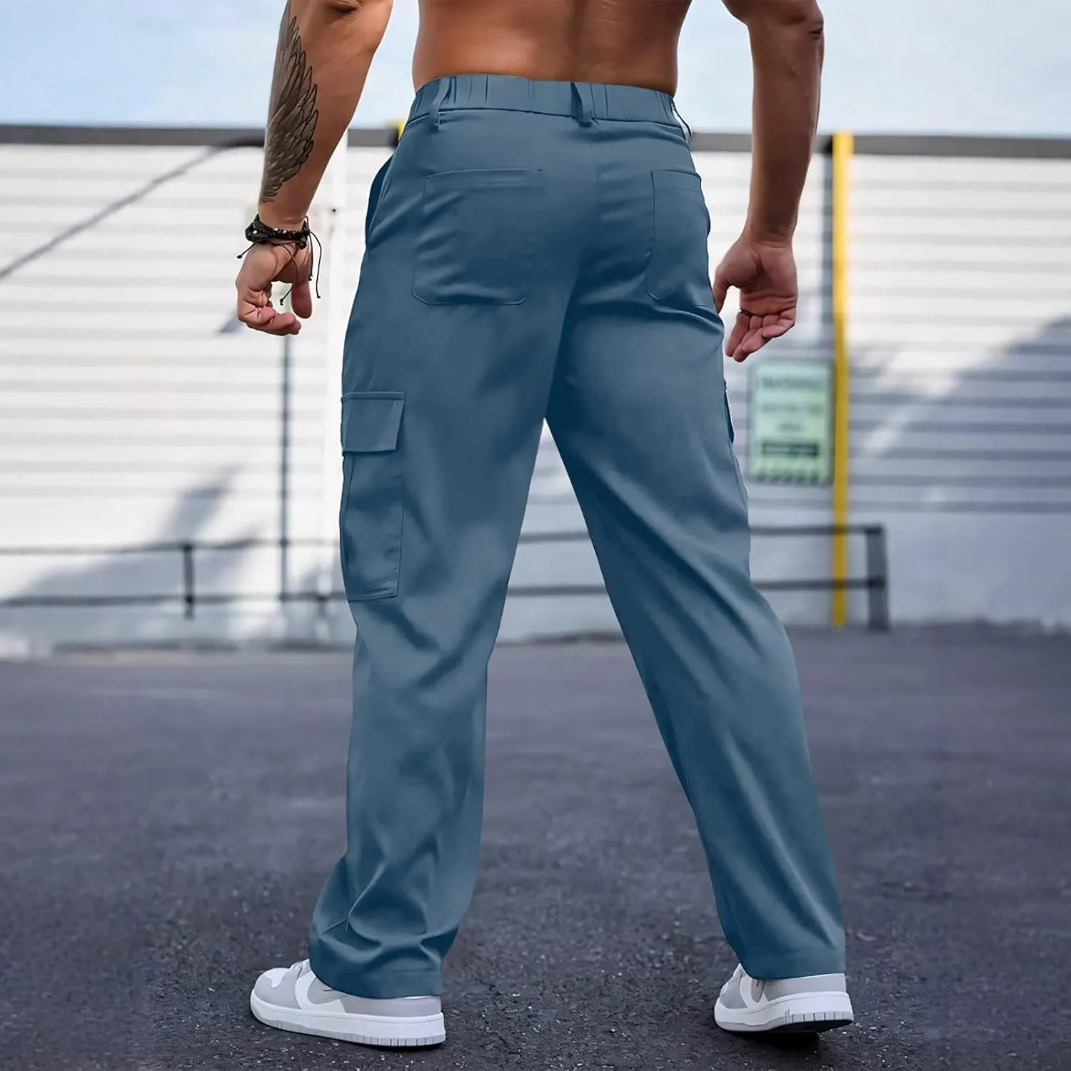 WENKOMG1 Mens Casual Cargo Pants Multi Pockets Lightweight Tactical Pants Breathable Summer Outdoor Combat Work Pants