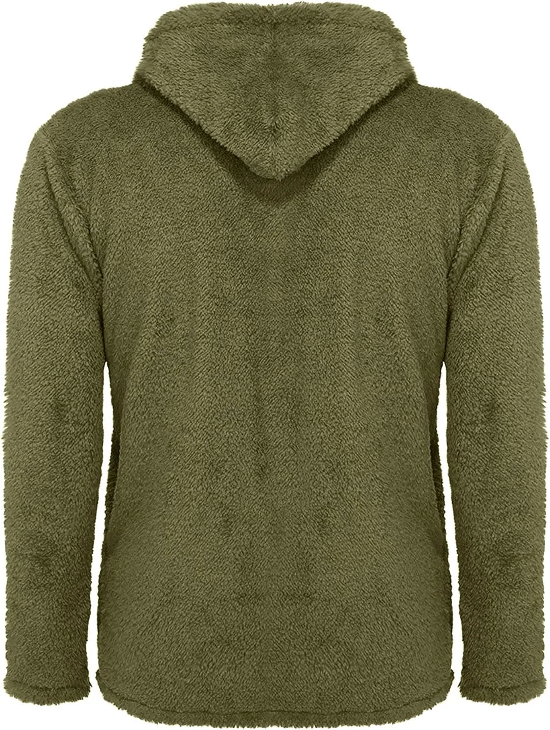 WENKOMG1 Men's Plush Hooded Jacket, Solid Color Warm Coat Fall/Winter Overcoat Loose Casual Corduroy Outerwear