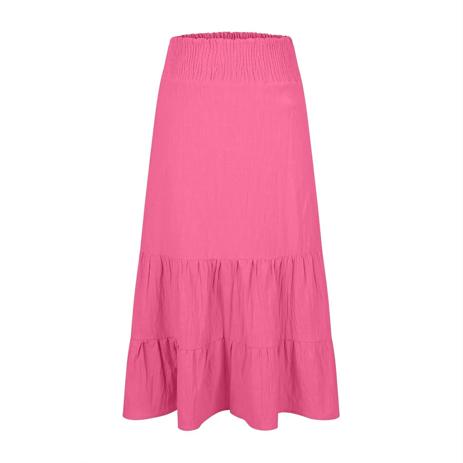 Women A-Line Pleated Elastic High Waist Maxi Skirt Ankle Length Flowy Swing Elegant Dressy Casual Work Long Skirts