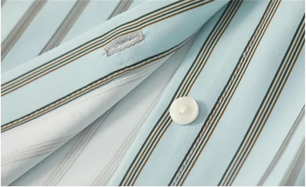 Women Button Up Loose Striped Shirt Shawl Lapel Loose Blouse Nine Quarter Sleeve Shirts Top