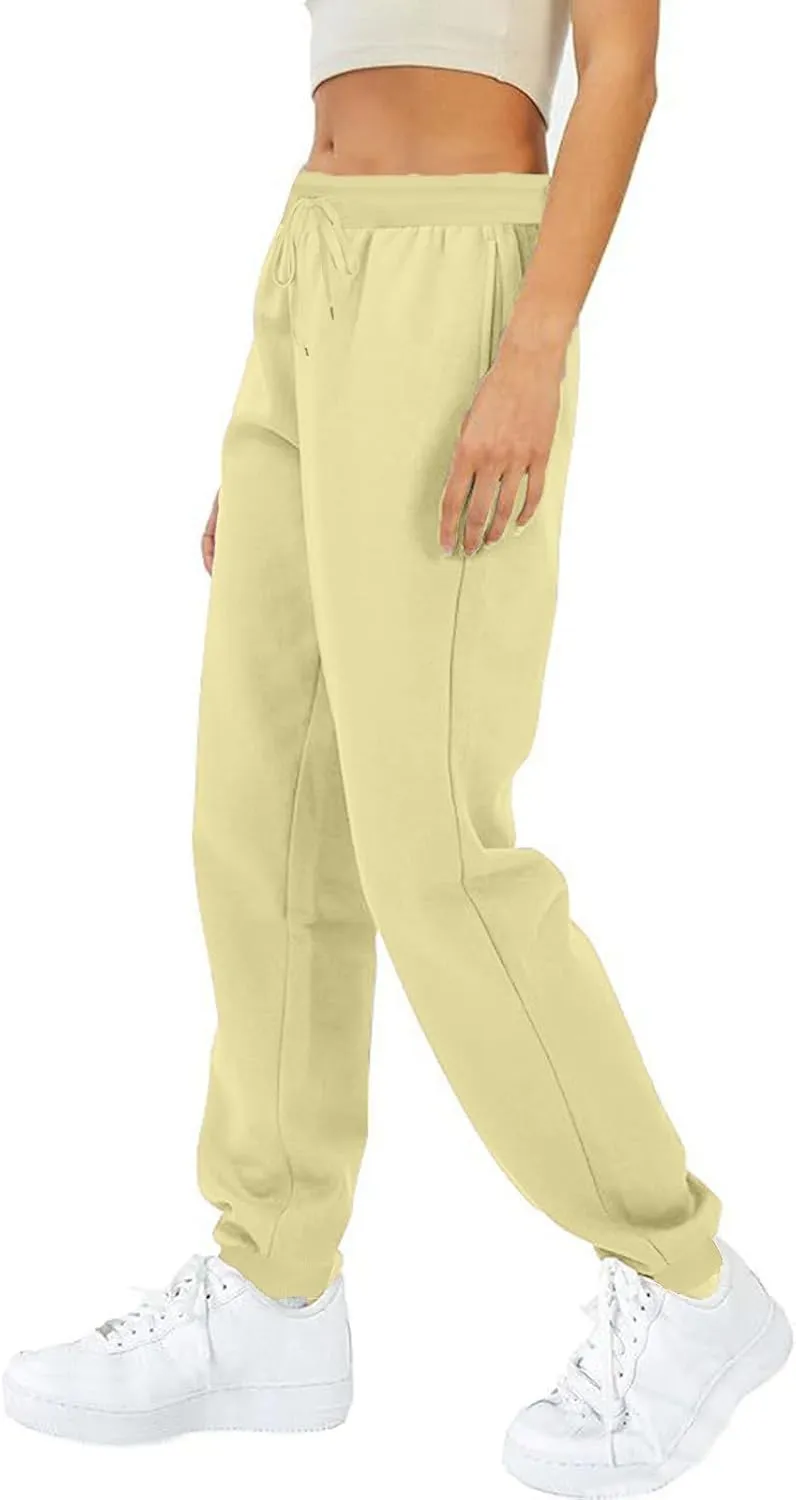 Women Casual Jogger Pants Sherpa Fleece Lined Pants Drawstring High Waist Trousers Workout Joggers Thick Sweatpants