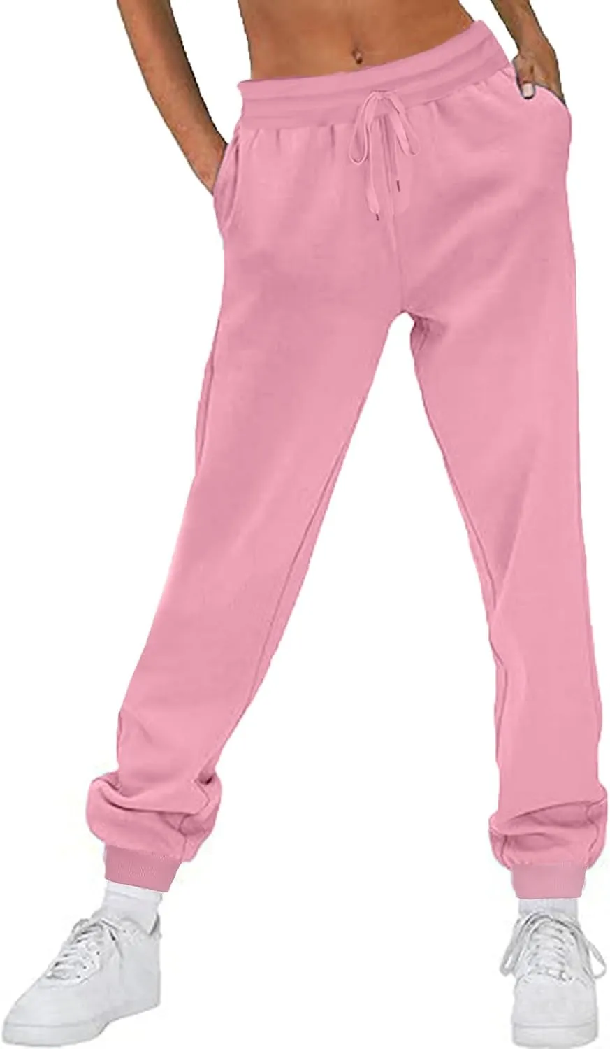 Women Casual Jogger Pants Sherpa Fleece Lined Pants Drawstring High Waist Trousers Workout Joggers Thick Sweatpants