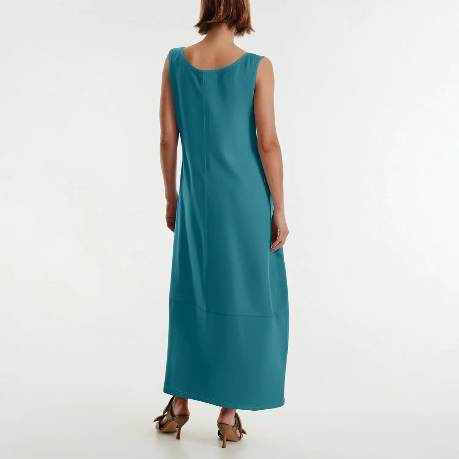 Women Dresses Beach Vacation Sleeveless Tank Dress Scoop Neck Flowy Sundress Casual Loose 2025 Summer Maxi Dress