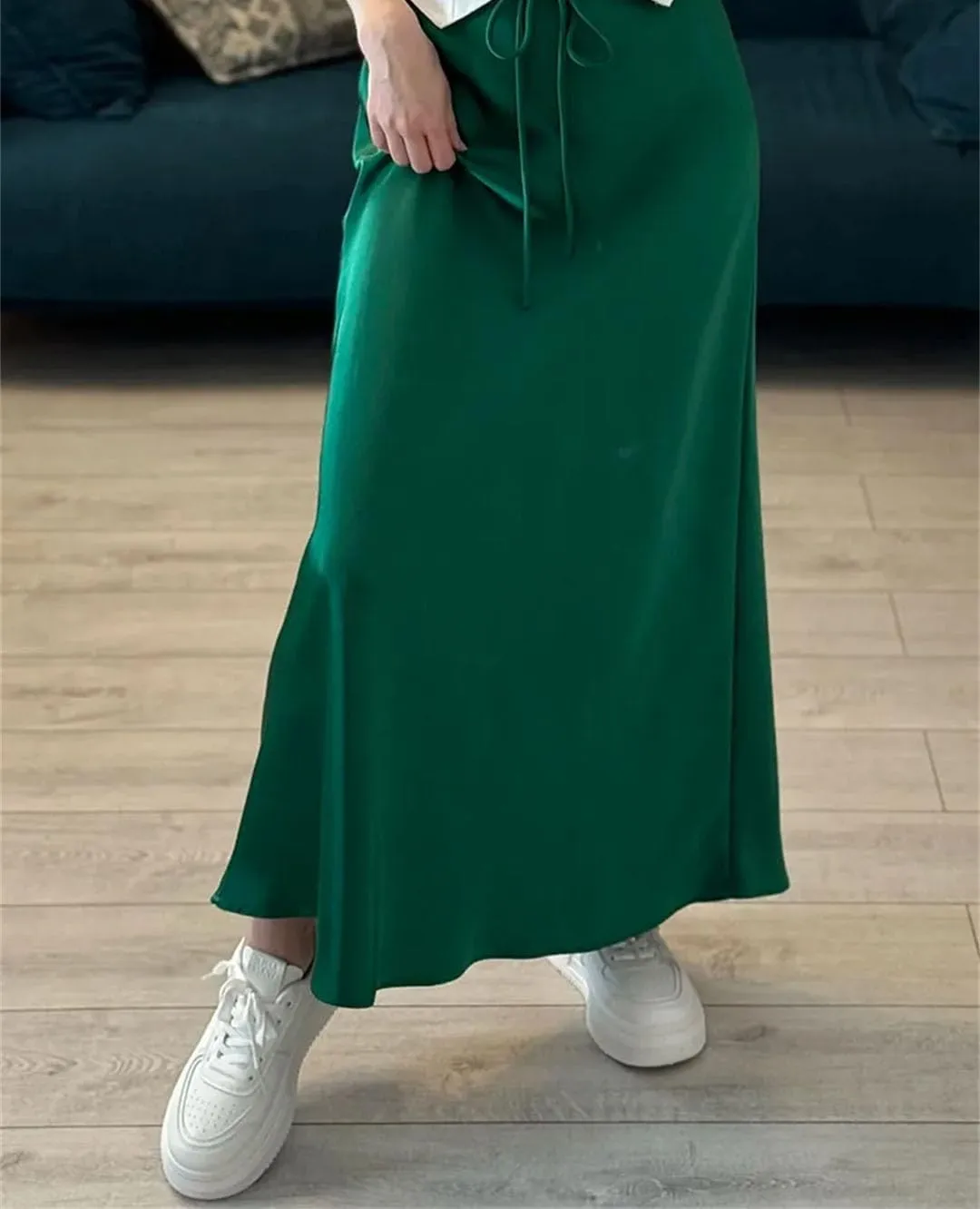 Women Long Satin Skirts A-LINE Summer Straight Elegant Satin Silk Maxi Skirts