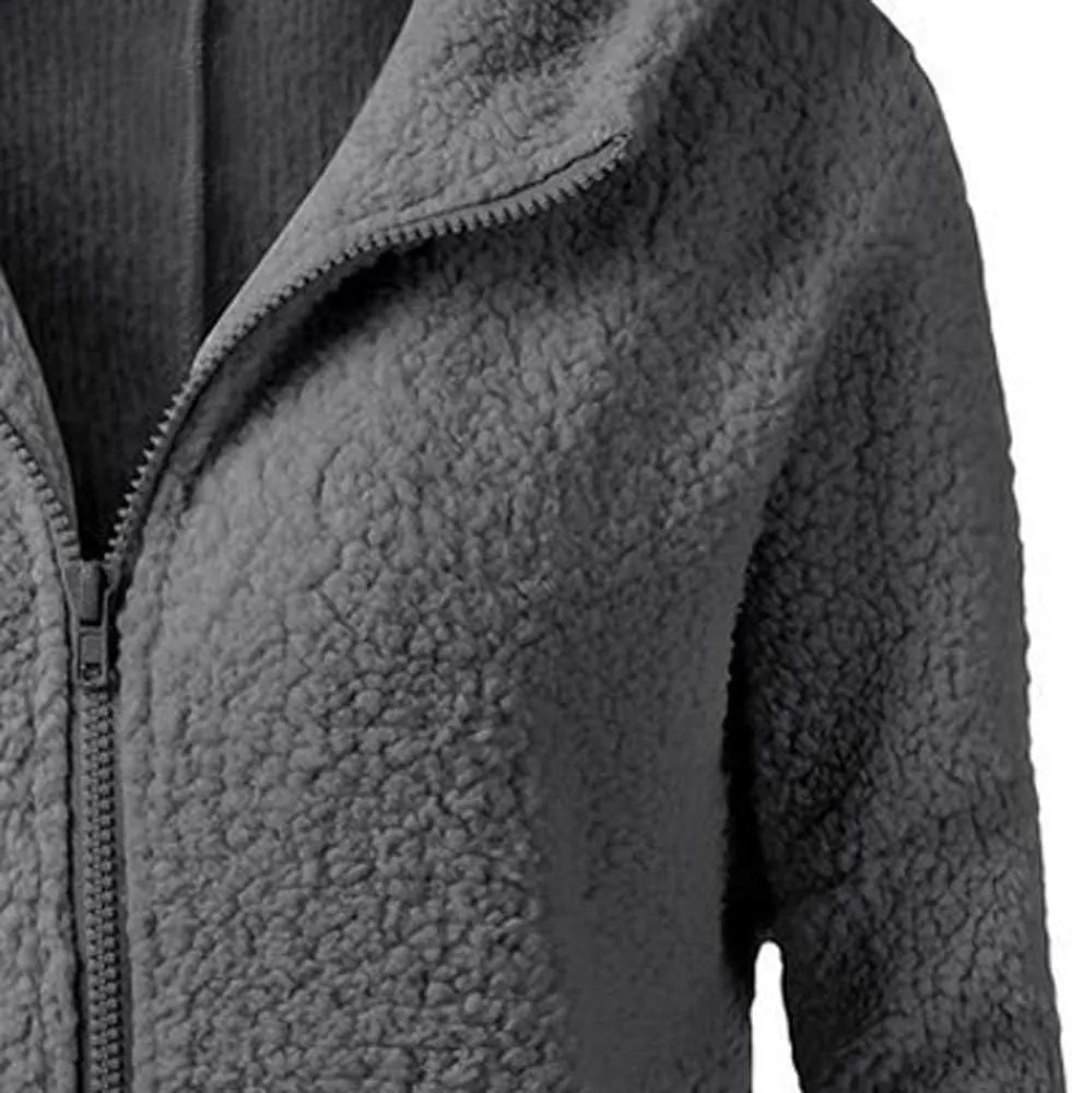 Women Outwear Sweater Cotton Zipper Hooded Coat Winter Wool Warm Coat Coat Women's Coat Zip up Warm