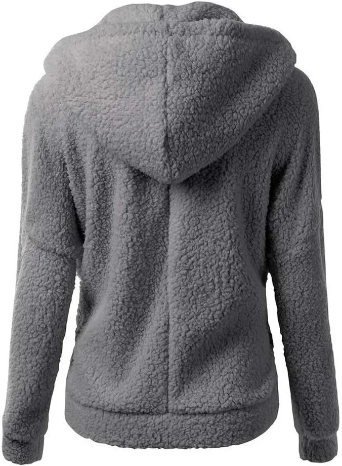 Women Outwear Sweater Cotton Zipper Hooded Coat Winter Wool Warm Coat Coat Women's Coat Zip up Warm
