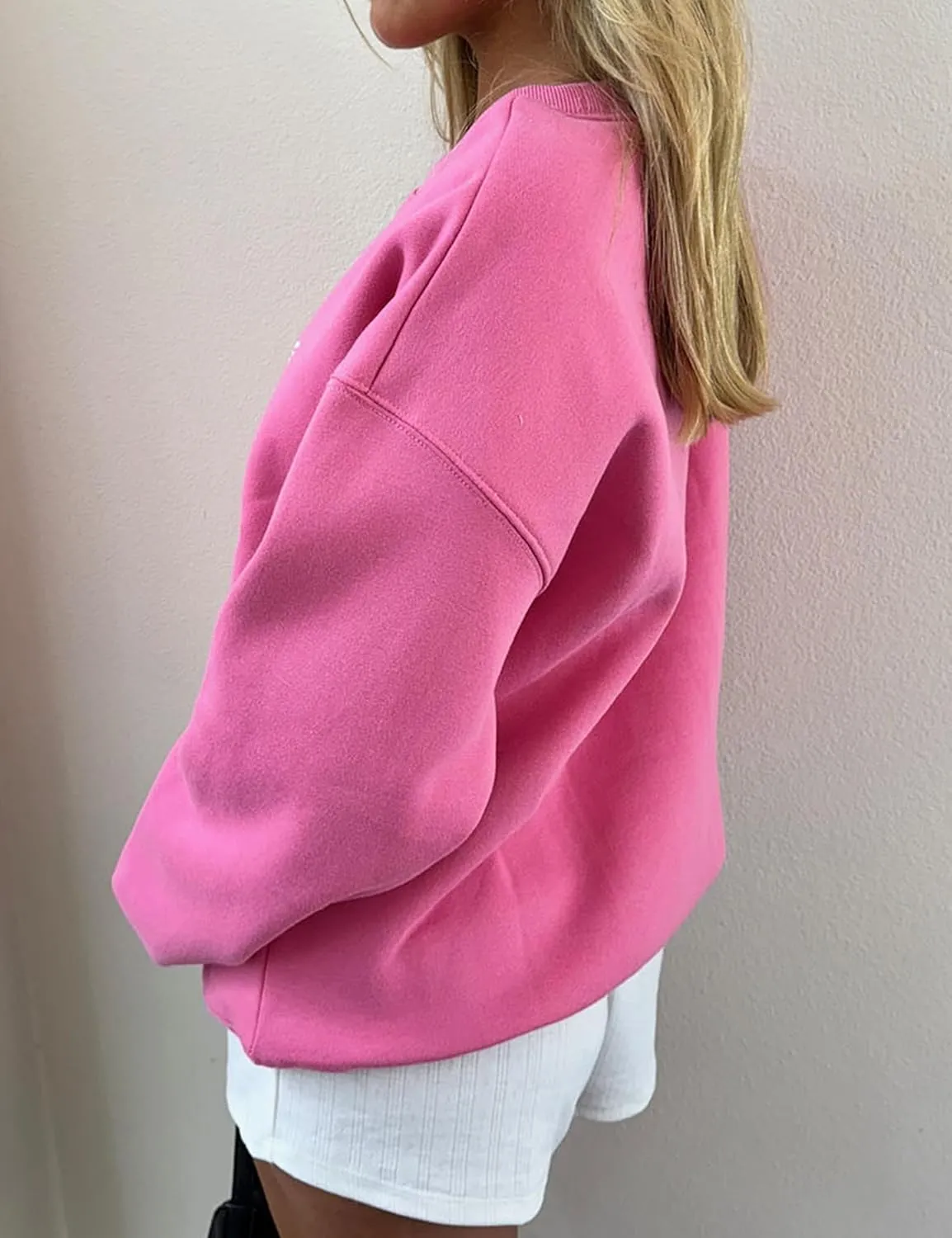 Women Oversized Sweatshirt Bow Crewneck Long Sleeve Fleece Pullover Top Clean Girl Aesthetic Fall Sweatshirt Outfits