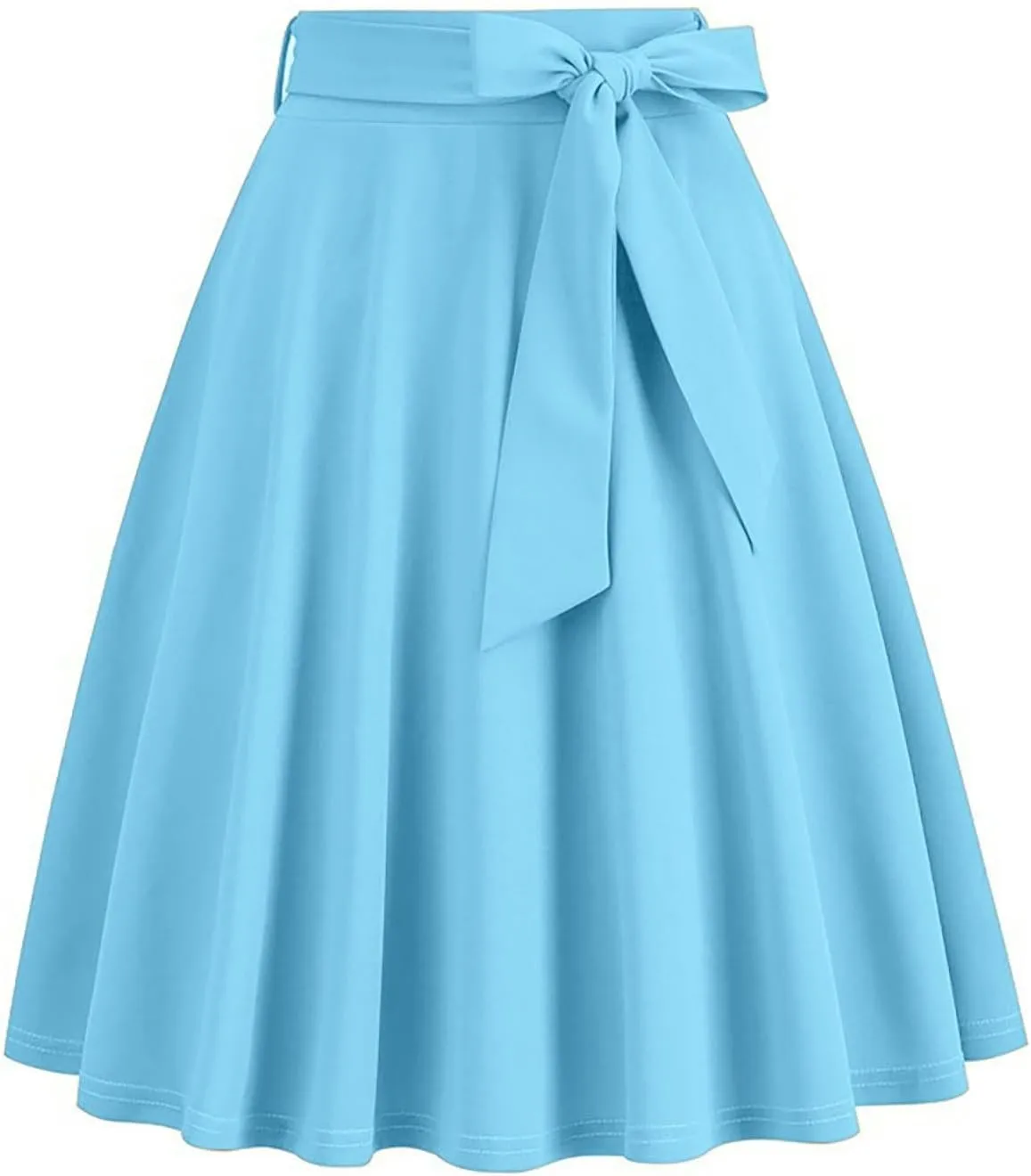 Women Retro Skirt 50s Vintage Hepburn Style High Waist Flared A-Line Skirts Rockabilly Midi Swing Skirt with Pocket