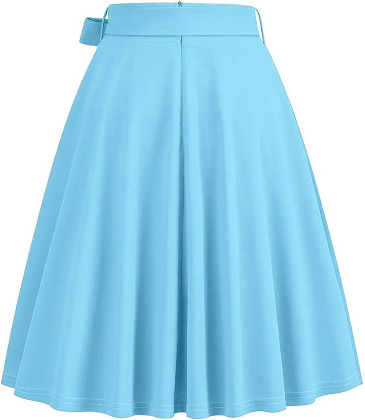 Women Retro Skirt 50s Vintage Hepburn Style High Waist Flared A-Line Skirts Rockabilly Midi Swing Skirt with Pocket
