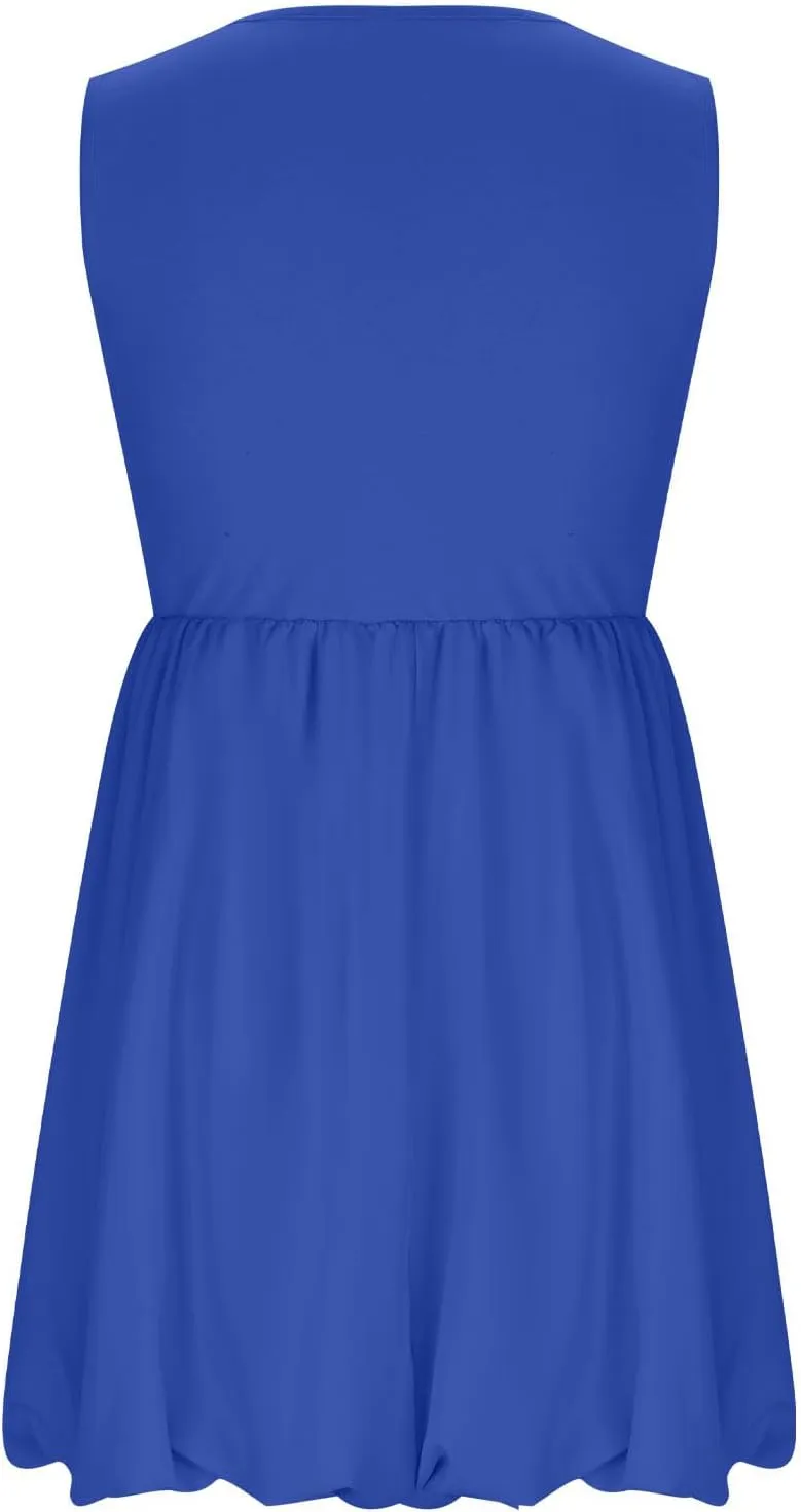Women Summer Casual Sleeveless Crewneck Sundress Aline Flowy Tiered Maxi Beach Dresses Solid Tanks Vacation Outfits