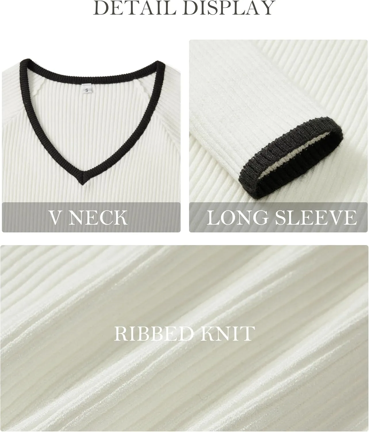 Women's 2024 V Neck Sweaters Fashion Fitted Long Sleeve Ribbed Knitted Pullover Trendy Business Work Tops