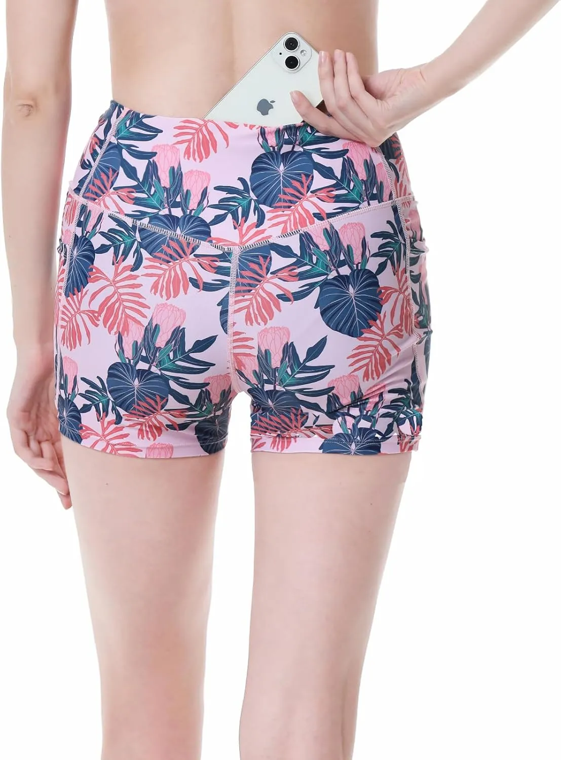 Womens 3/5" Swim Shorts High Waisted Board Shorts Bathing Suit Bottoms