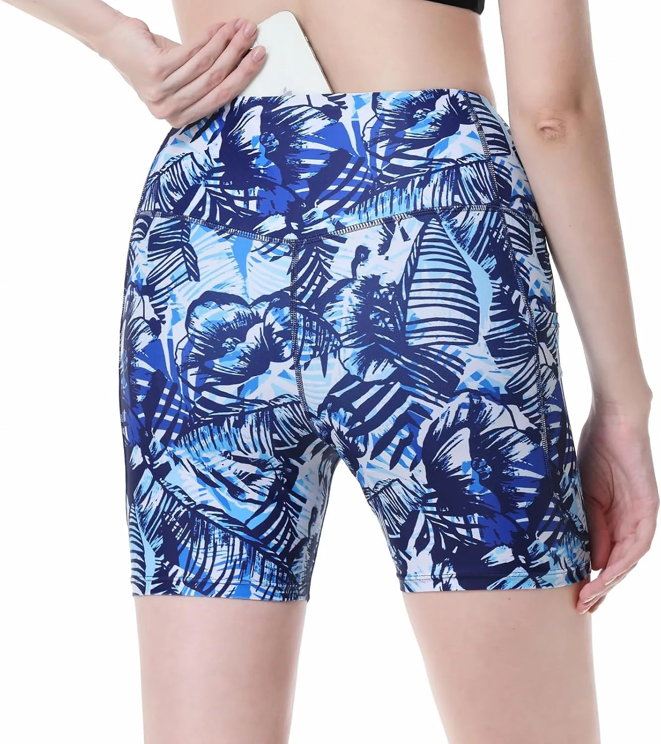 Womens 3/5" Swim Shorts High Waisted Board Shorts Bathing Suit Bottoms