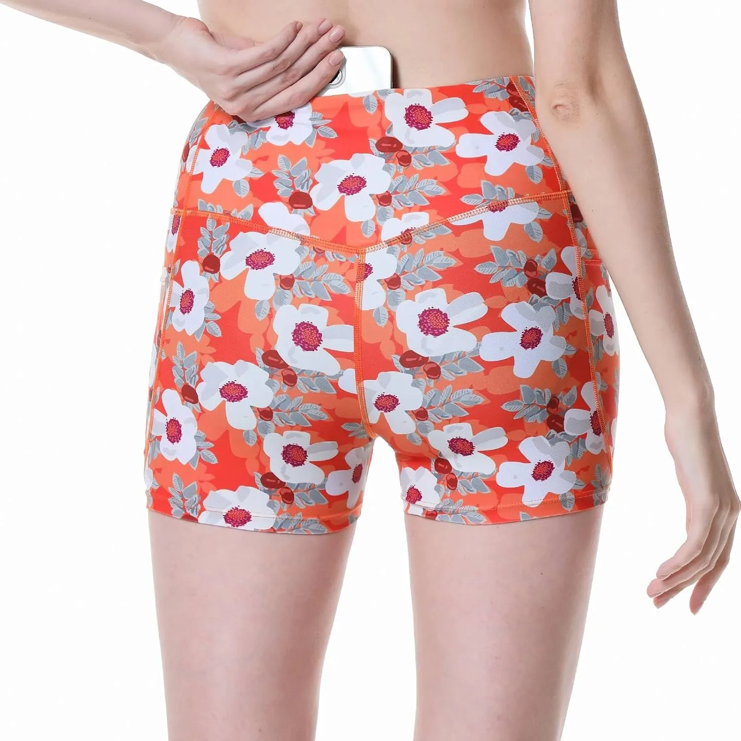 Womens 3/5" Swim Shorts High Waisted Board Shorts Bathing Suit Bottoms