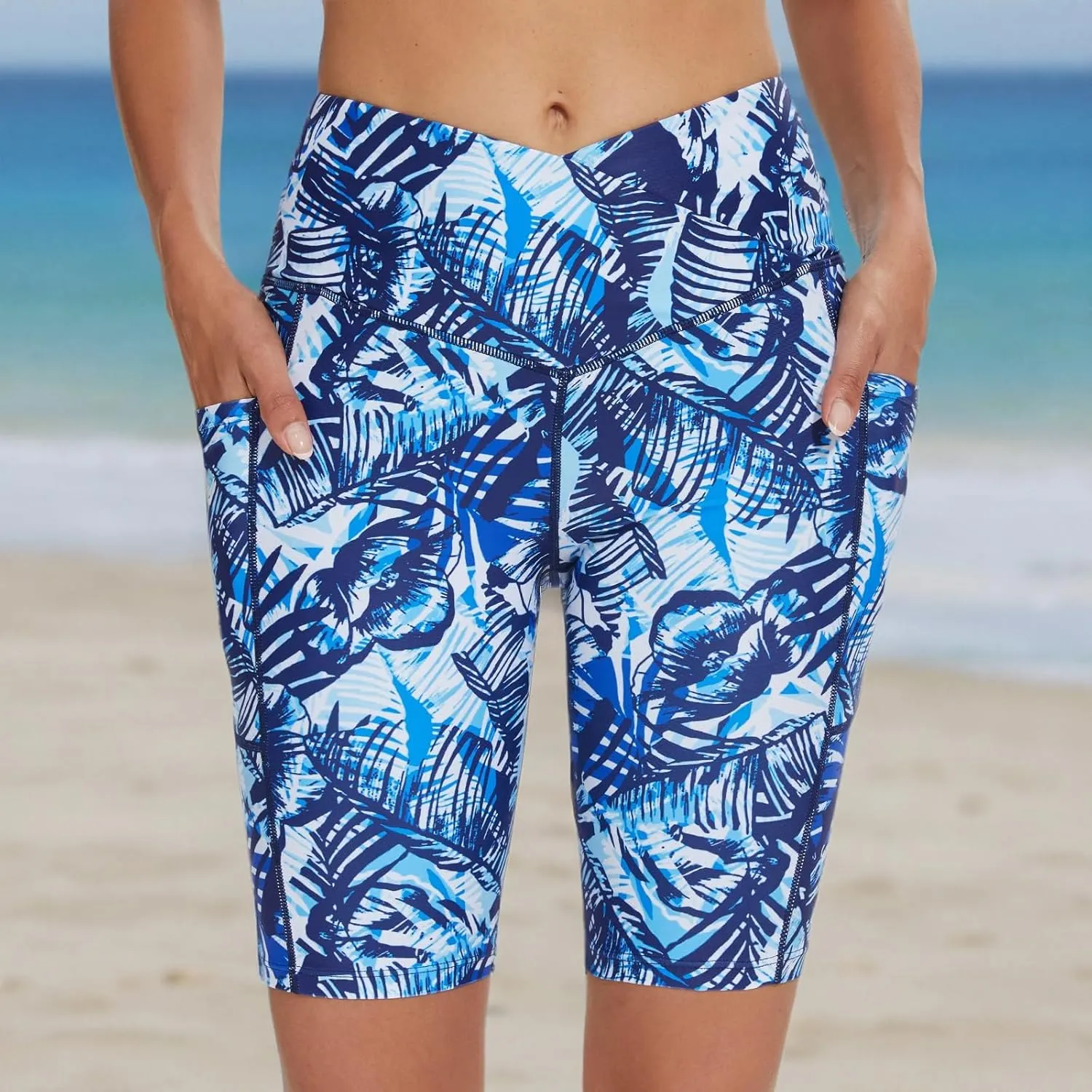 Womens 3/5" Swim Shorts High Waisted Board Shorts Bathing Suit Bottoms