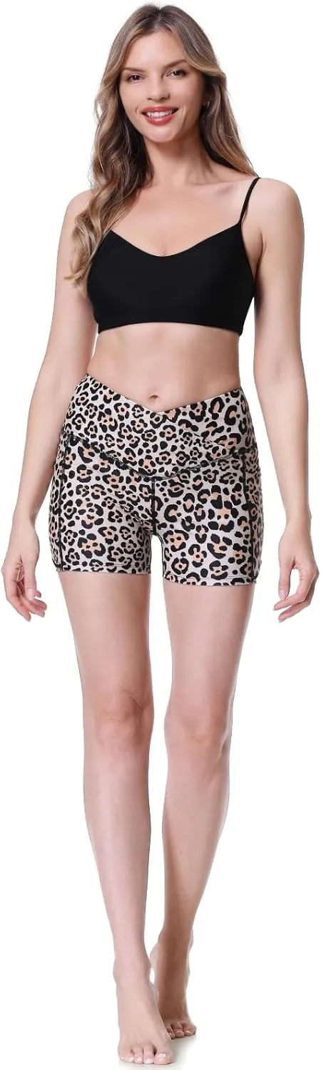 Womens 3/5" Swim Shorts High Waisted Board Shorts Bathing Suit Bottoms