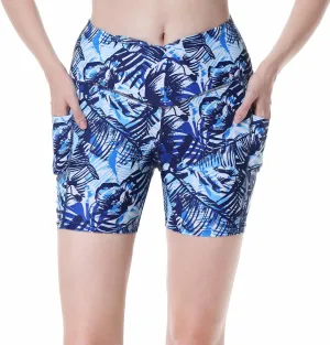 Womens 3/5" Swim Shorts High Waisted Board Shorts Bathing Suit Bottoms