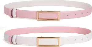 Womens Belt Reversible Leather Belt Skinny Thin Fashion Designer Waist Belts for Jeans Pants Dresses