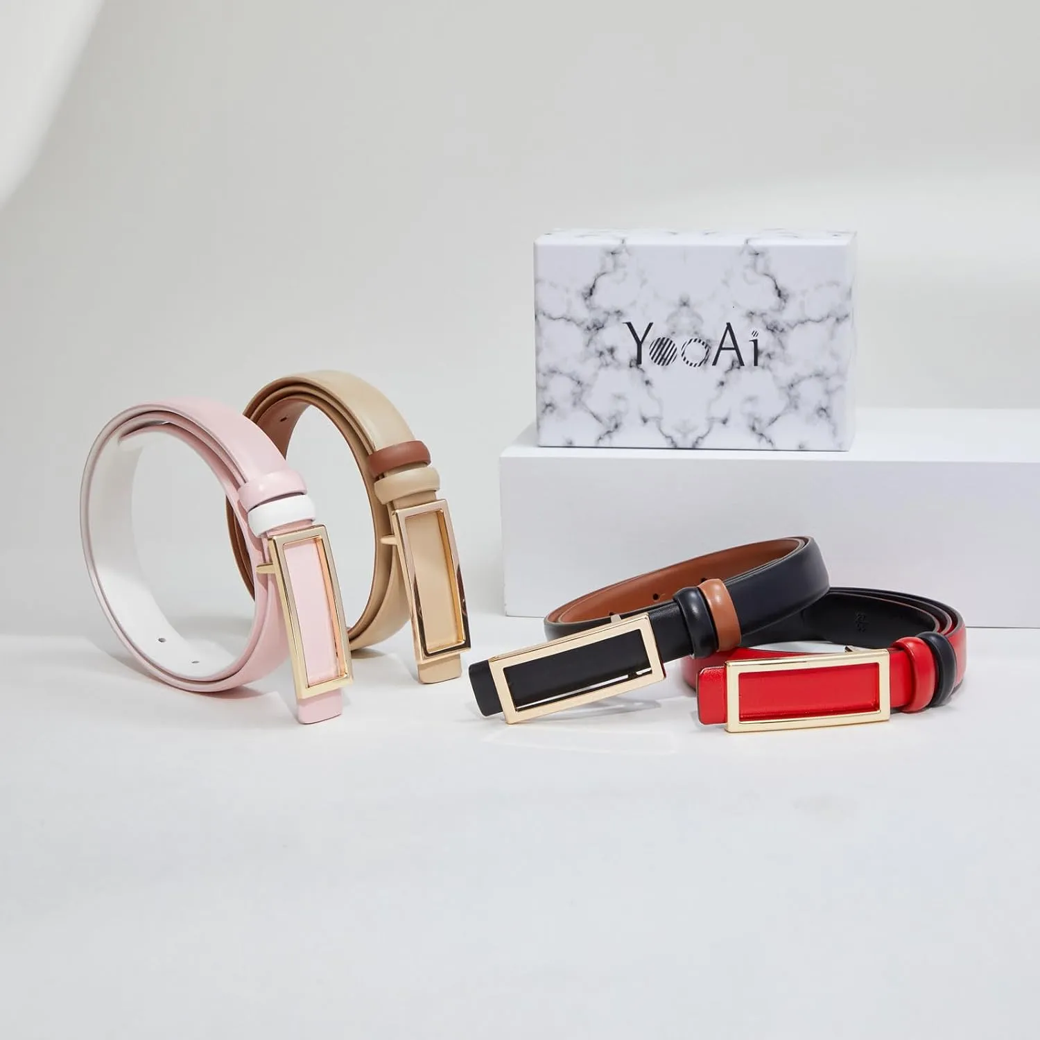 Womens Belt Reversible Leather Belt Skinny Thin Fashion Designer Waist Belts for Jeans Pants Dresses