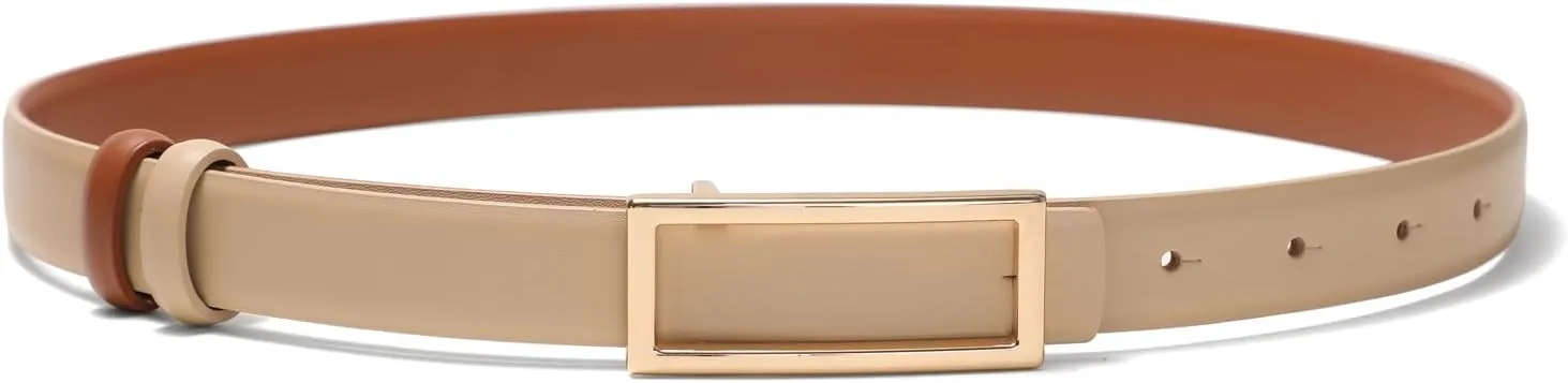 Womens Belt Reversible Leather Belt Skinny Thin Fashion Designer Waist Belts for Jeans Pants Dresses