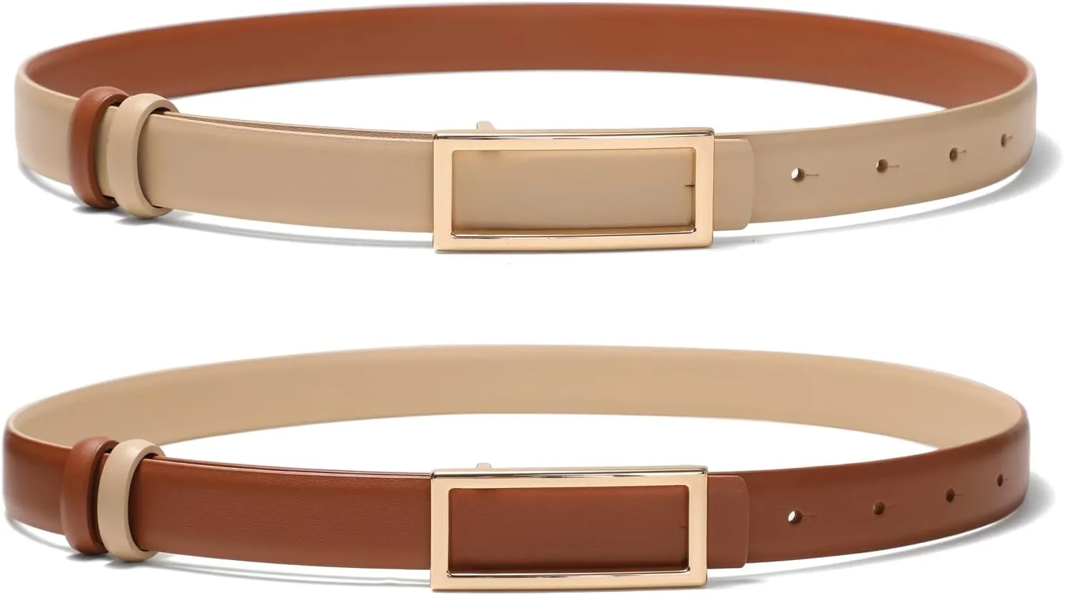 Womens Belt Reversible Leather Belt Skinny Thin Fashion Designer Waist Belts for Jeans Pants Dresses