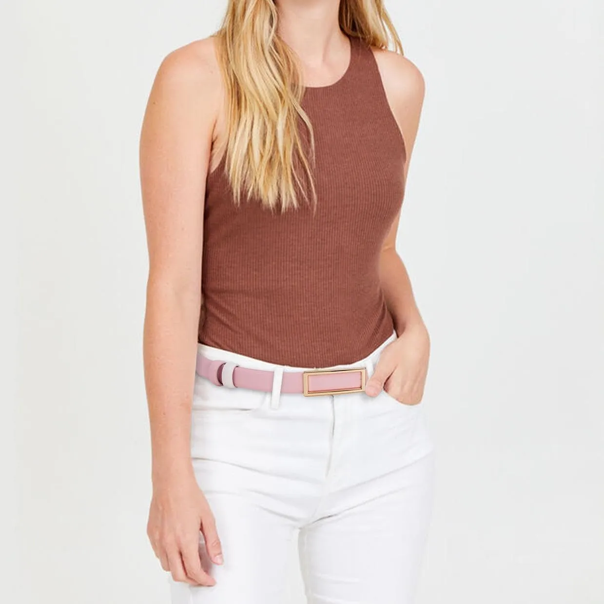 Womens Belt Reversible Leather Belt Skinny Thin Fashion Designer Waist Belts for Jeans Pants Dresses
